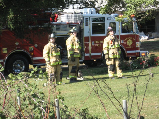 (L-R): Firefighters Robert Bishop, Alan Hastings, and Brian Brown.